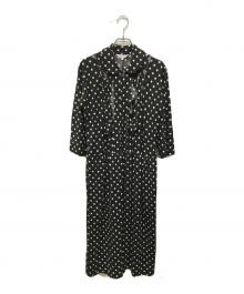 ROBE DE CHAMBRE COMME DES GARCONS（ローブドシャンブル コムデギャルソン）の古着「ウールドットワンピース 丸襟」｜ブラック