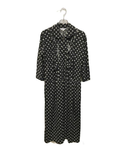 ROBE DE CHAMBRE COMME DES GARCONS（ローブドシャンブル コムデギャルソン）ROBE DE CHAMBRE COMME DES GARCONS (ローブドシャンブル コムデギャルソン) ウールドットワンピース 丸襟 ブラック サイズ:Lの古着・服飾アイテム