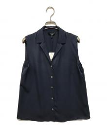 theory（セオリー）の古着「MODERN GGT SL CAMP CLLR B（モダンジョーゼットスリーブレスキャンプカラー ）シルクブラウス」｜ネイビー