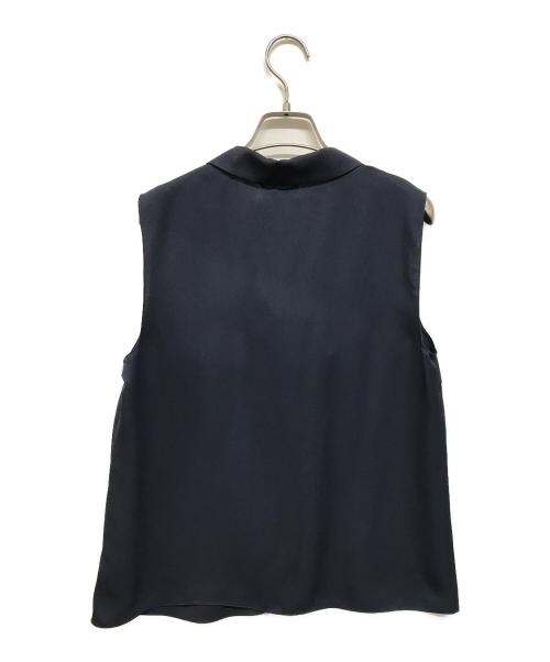 theory（セオリー）theory (セオリー) MODERN GGT SL CAMP CLLR B（モダンジョーゼットスリーブレスキャンプカラー ）シルクブラウス ネイビー サイズ:S 未使用品の古着・服飾アイテム