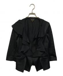 COMME des GARCONS（コムデギャルソン）の古着「ブラックメッシュフリルジャケット」｜ブラック