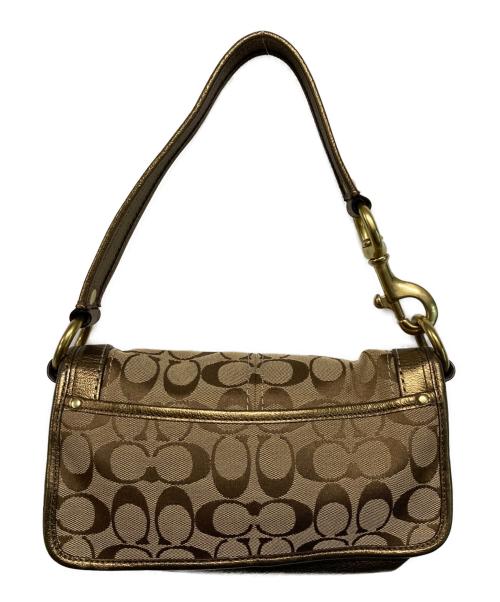 COACH（コーチ）COACH (コーチ) シグネチャーハンドバッグ ベージュ×ゴールドの古着・服飾アイテム