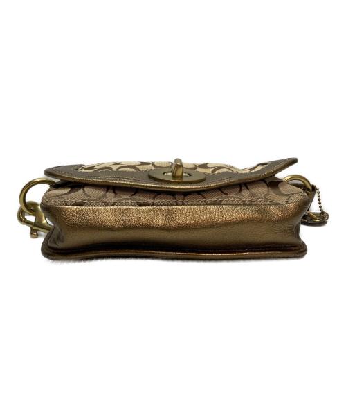 COACH（コーチ）COACH (コーチ) シグネチャーハンドバッグ ベージュ×ゴールドの古着・服飾アイテム