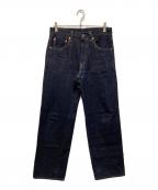 ONI DENIMオニデニム）の古着「Wide Straight 15oz Low Tension Denim/ワイド ストレート 15オンス ローテンション デニム」｜インディゴ