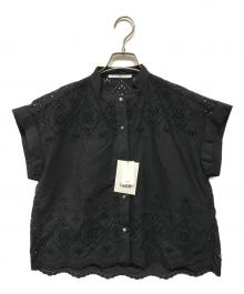 ticca（ティッカ）の古着「レース フレンチスリーブ シャツ」｜ブラック