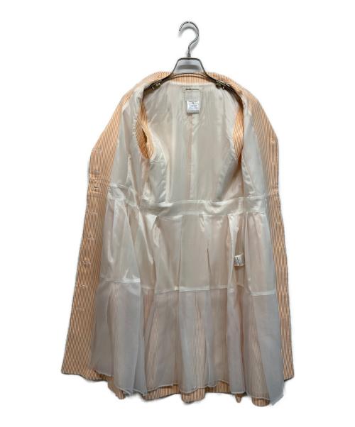 Rene（ルネ）Rene (ルネ) パール装飾ストライプノースリーブワンピース オレンジ サイズ:34の古着・服飾アイテム