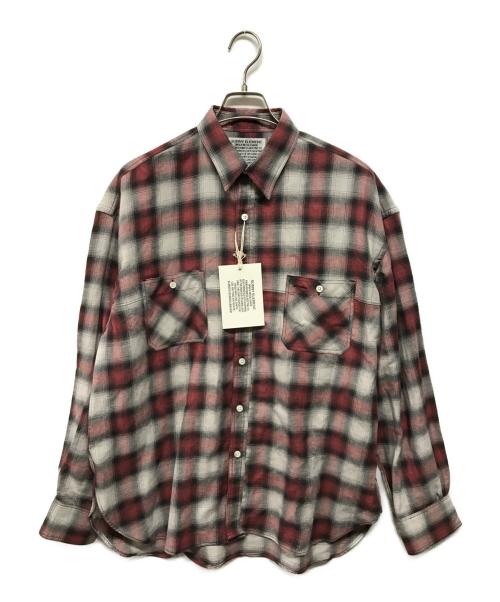 SUNNY ELEMENT（サニーエレメント）SUNNY ELEMENT (サニーエレメント) Canyon Shirt　リネンブレンド　オンブレチェックシャツ レッド×グレー サイズ:SIZE 1 未使用品の古着・服飾アイテム
