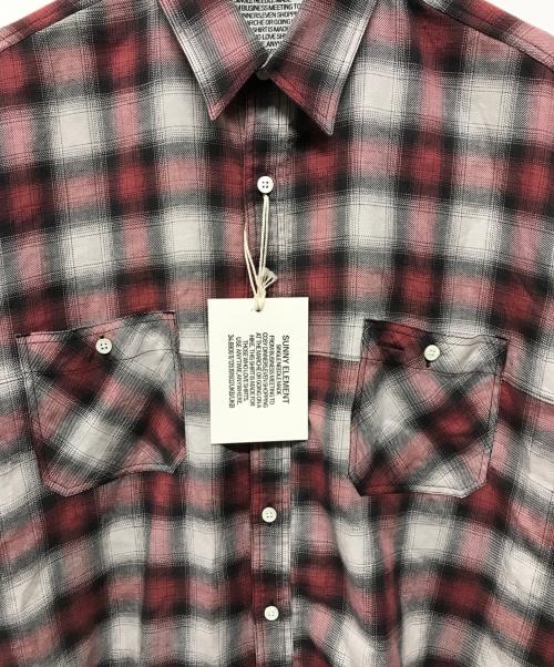 SUNNY ELEMENT（サニーエレメント）SUNNY ELEMENT (サニーエレメント) Canyon Shirt　リネンブレンド　オンブレチェックシャツ レッド×グレー サイズ:SIZE 1 未使用品の古着・服飾アイテム