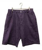 SOL soonerorlaterスーナーオアレイター）の古着「GuruGuru Denim Shorts バギーハーフパンツ　グルグル　デニムショーツ」｜パープル