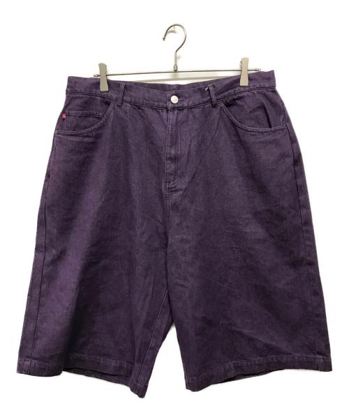 SOL soonerorlater（スーナーオアレイター）SOL soonerorlater (スーナーオアレイター) GuruGuru Denim Shorts バギーハーフパンツ　グルグル　デニムショーツ パープル サイズ:XLの古着・服飾アイテム