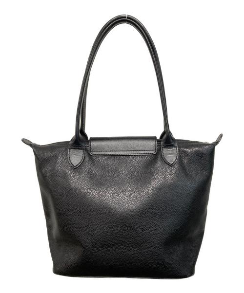 LONGCHAMP（ロンシャン）LONGCHAMP (ロンシャン) Le Pliage レザーハンドバッグ ブラックの古着・服飾アイテム