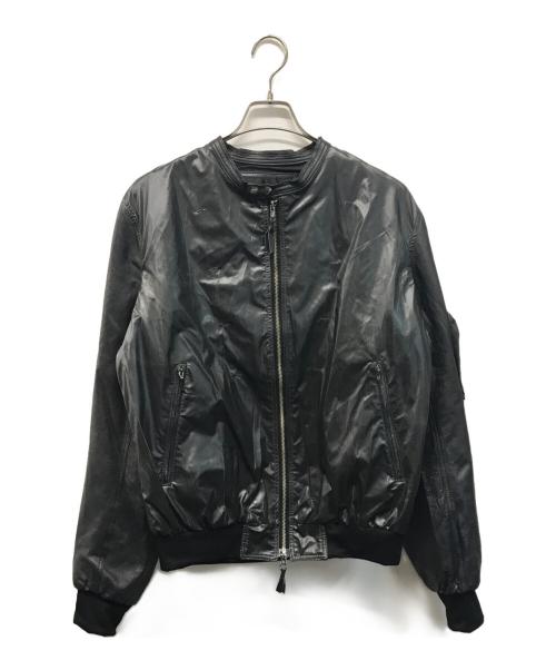KOHSHIN SATOH（コウシンサトウ）KOHSHIN SATOH (コウシンサトウ) ナイロンコーティングシープスキンレザージャケット ブラック サイズ:SIZE 48の古着・服飾アイテム