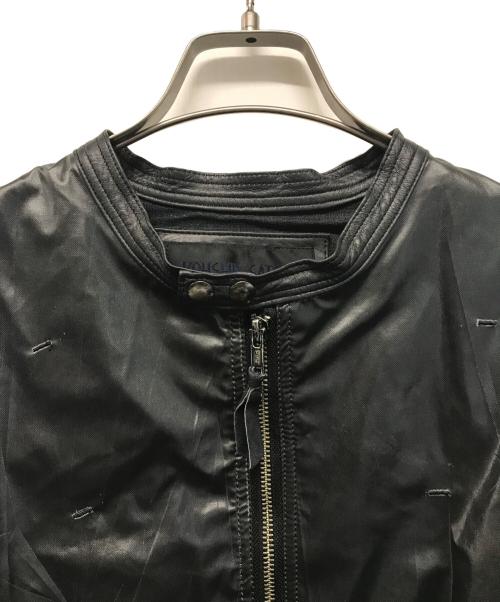 KOHSHIN SATOH（コウシンサトウ）KOHSHIN SATOH (コウシンサトウ) ナイロンコーティングシープスキンレザージャケット ブラック サイズ:SIZE 48の古着・服飾アイテム