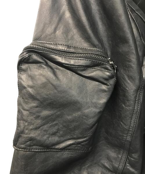 KOHSHIN SATOH（コウシンサトウ）KOHSHIN SATOH (コウシンサトウ) ナイロンコーティングシープスキンレザージャケット ブラック サイズ:SIZE 48の古着・服飾アイテム