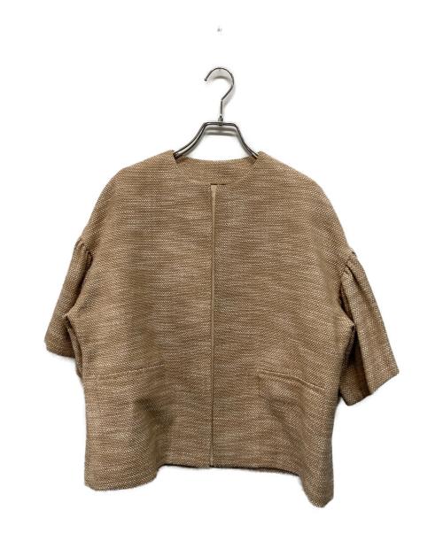 DRAWER（ドゥロワー）Drawer (ドゥロワー) フレアスリーブ ノーカラージャケット ベージュ サイズ:SIZE 36の古着・服飾アイテム