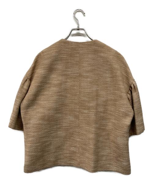 DRAWER（ドゥロワー）Drawer (ドゥロワー) フレアスリーブ ノーカラージャケット ベージュ サイズ:SIZE 36の古着・服飾アイテム