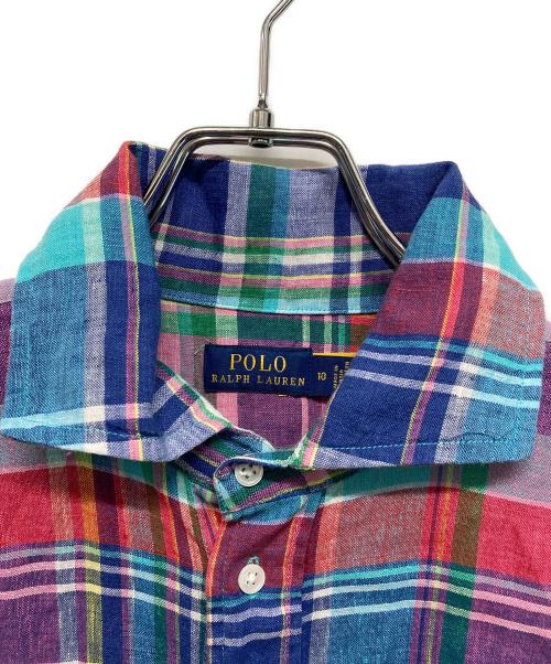POLO RALPH LAUREN（ポロ・ラルフローレン）POLO RALPH LAUREN (ポロ・ラルフローレン) マドラスチェックリネンシャツワンピース マルチカラー サイズ:SIZE 10の古着・服飾アイテム
