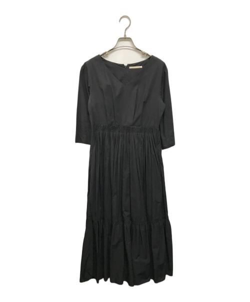 ne quittez pas（ヌキテパ）ne quittez pas (ヌキテパ) ポプリンソリッドピンタックワンピース ブラック サイズ:Mの古着・服飾アイテム