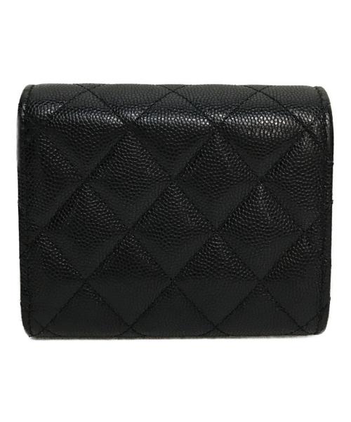 CHANEL（シャネル）CHANEL (シャネル) キャビアスキン ラインストーン スモールウォレット ブラックの古着・服飾アイテム