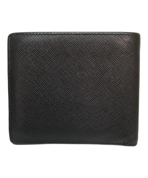 PRADA（プラダ）PRADA (プラダ) サフィアーノレザーウォレット 二つ折り メタルロゴ コンパクトウォレット ブラックの古着・服飾アイテム