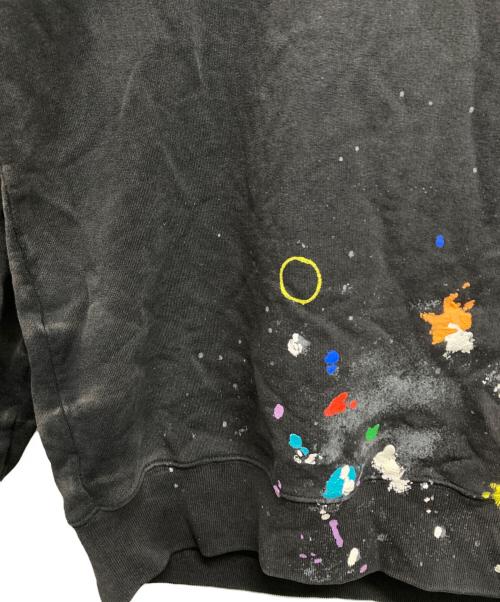 LANVIN（ランバン）LANVIN (ランバン) GALLERY DEPT (ギャラリー デプト) ロゴ刺繍 ペイント加工 プルオーバースウェットパーカー ブラック サイズ:Lの古着・服飾アイテム
