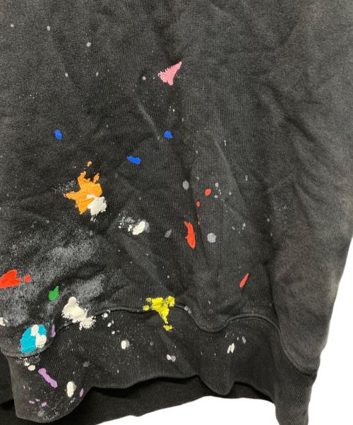 LANVIN（ランバン）LANVIN (ランバン) GALLERY DEPT (ギャラリー デプト) ロゴ刺繍 ペイント加工 プルオーバースウェットパーカー ブラック サイズ:Lの古着・服飾アイテム