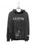 LANVIN（ランバン）の古着「ロゴ刺繍 ペイント加工 プルオーバースウェットパーカー」｜ブラック