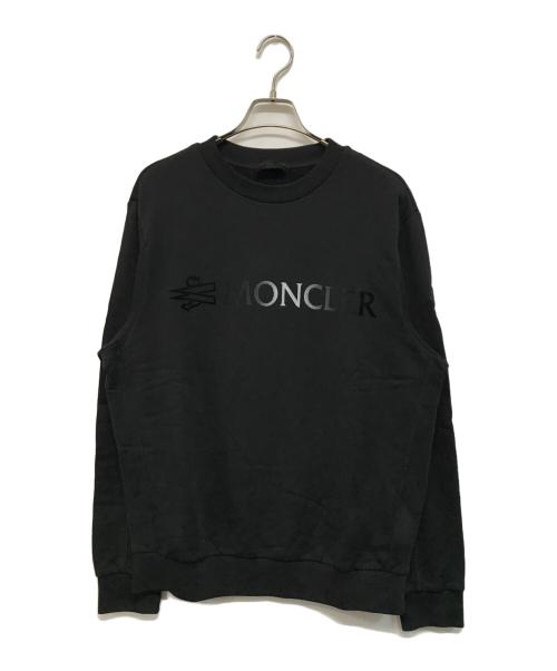 MONCLER（モンクレール）MONCLER (モンクレール) FELPA GIROCOLLO(フェルパ ジロコッロ)フロッキーロゴスウェット ブラック サイズ:Mの古着・服飾アイテム