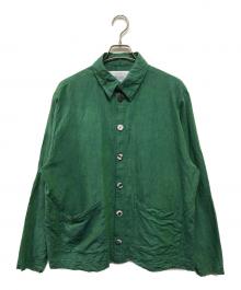 MISSING（ミッシング）の古着「アイリッシュ リネンジャケット MADE IN ENGLAND 英国製」｜グリーン