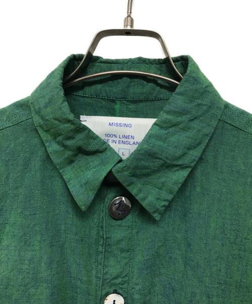 MISSING（ミッシング）MISSING (ミッシング) アイリッシュ リネンジャケット MADE IN ENGLAND 英国製 グリーン サイズ:Lの古着・服飾アイテム