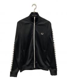 FRED PERRY（フレッドペリー）の古着「ローレル リース テープド トラック ジャケット」｜ブラック×ホワイト