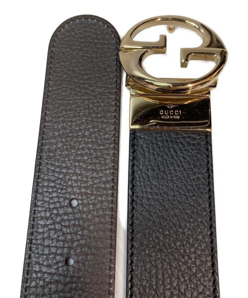 GUCCI（グッチ）GUCCI (グッチ) リバーシブルレザーベルト イタリア製 インターロッキングG ブラウン×ブラックの古着・服飾アイテム