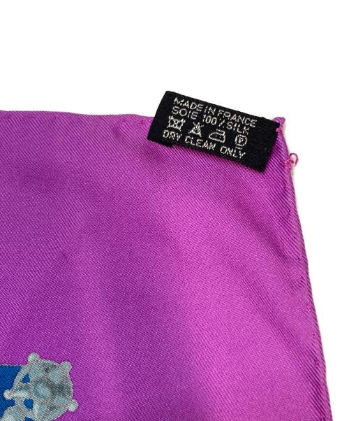 HERMES（エルメス）HERMES (エルメス) カレ90 シルクスカーフ HARNAIS DE COUR（宮廷の馬具） ネイビー×パープルの古着・服飾アイテム