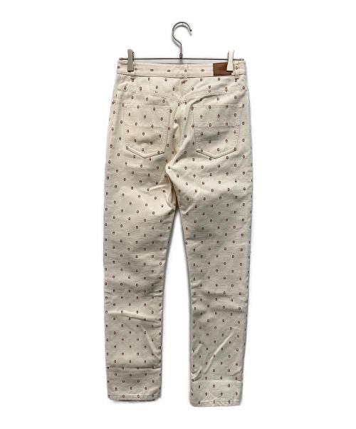 HERMES PARIS（エルメス）HERMES PARIS (エルメス) シェーヌ・ダンクルプリントストレートパンツ フランス製 アイボリー サイズ:Sの古着・服飾アイテム