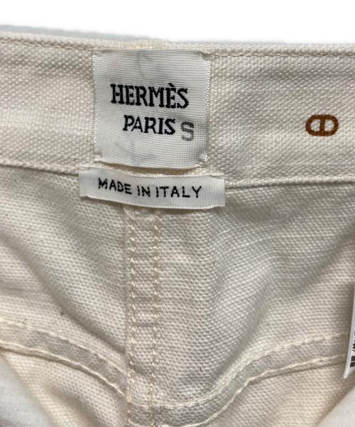 HERMES PARIS（エルメス）HERMES PARIS (エルメス) シェーヌ・ダンクルプリントストレートパンツ フランス製 アイボリー サイズ:Sの古着・服飾アイテム