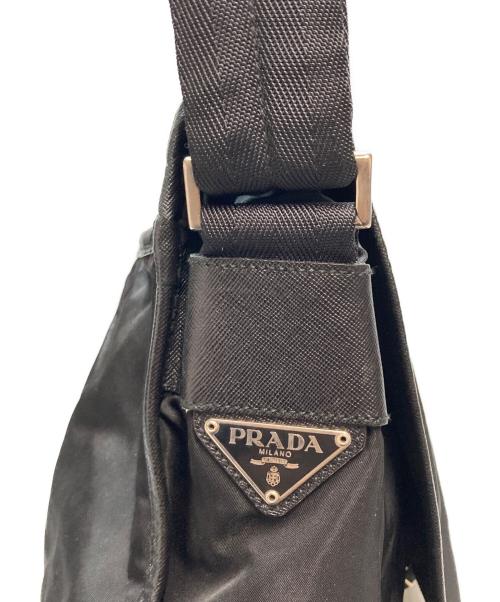 PRADA（プラダ）PRADA (プラダ) トライアングルプレートショルダーバッグ 三角ロゴ ナイロン ブラックの古着・服飾アイテム