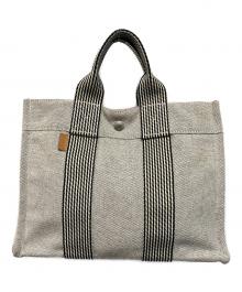 HERMES（エルメス）の古着「ニューフールトゥPM　ミニトートバッグ フランス製」｜グレー×ホワイト