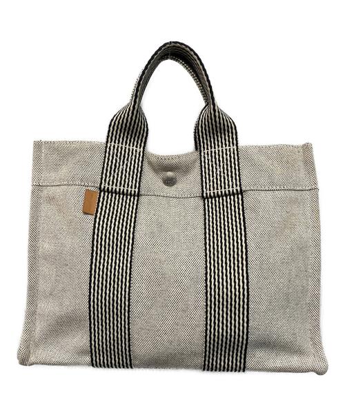 HERMES（エルメス）HERMES (エルメス) ニューフールトゥPM　ミニトートバッグ フランス製 グレー×ホワイト サイズ:PMの古着・服飾アイテム