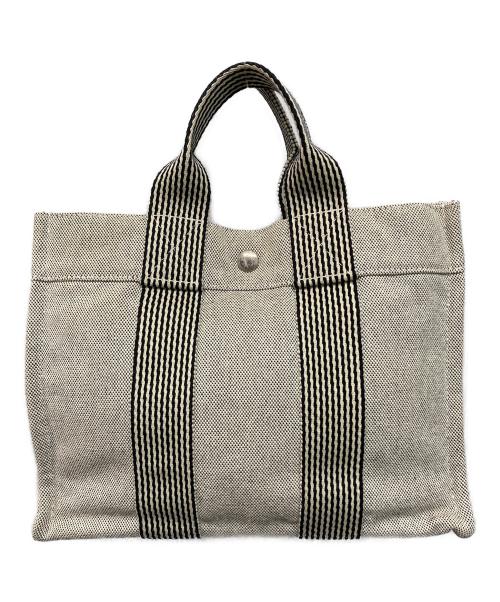 HERMES（エルメス）HERMES (エルメス) ニューフールトゥPM　ミニトートバッグ フランス製 グレー×ホワイト サイズ:PMの古着・服飾アイテム