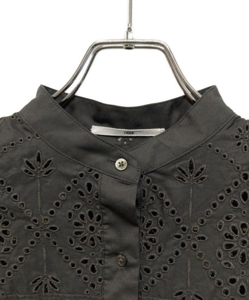 ticca（ティッカ）TICCA (ティッカ) レース フレンチスリーブ シャツ 日本製 ブラック サイズ:Freeの古着・服飾アイテム