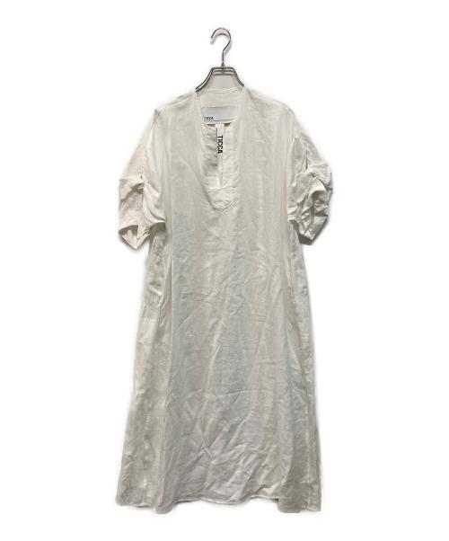 ticca（ティッカ）ticca (ティッカ) リネンツイストスリーブワンピース 日本製 ホワイト サイズ:Freeの古着・服飾アイテム