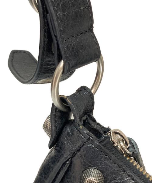 BALENCIAGA（バレンシアガ）BALENCIAGA (バレンシアガ) ショルダーバッグ ル カゴール XS Le Cagole アリーナラムスキン アンティーク調シルバー ハート形ミラー ジッパー付きポーチ ブラックの古着・服飾アイテム
