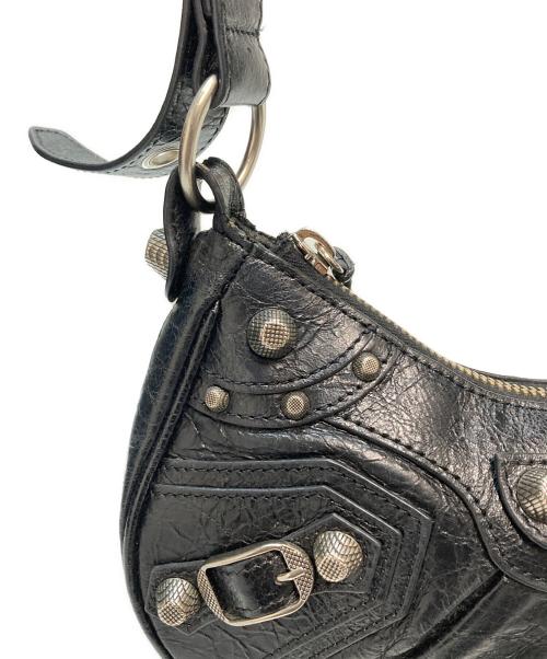 BALENCIAGA（バレンシアガ）BALENCIAGA (バレンシアガ) ショルダーバッグ ル カゴール XS Le Cagole アリーナラムスキン アンティーク調シルバー ハート形ミラー ジッパー付きポーチ ブラックの古着・服飾アイテム