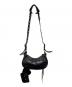 BALENCIAGA (バレンシアガ) ショルダーバッグ ル カゴール XS Le Cagole アリーナラムスキン アンティーク調シルバー ハート形ミラー ジッパー付きポーチ ブラック：160000円