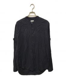 DRIES VAN NOTEN（ドリスヴァンノッテン）の古着「ノーカラーシャツ」｜ネイビー