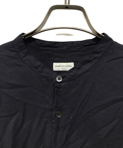 DRIES VAN NOTEN（ドリスヴァンノッテン）DRIES VAN NOTEN (ドリスヴァンノッテン) ノーカラーシャツ ネイビー サイズ:SIZE 50の古着・服飾アイテム