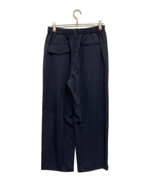 CULLNI（クルニ）CULLNI (クルニ) Stripe Double Cloth Tuck Wide Pant（ストライプ ダブルクロス タック ワイドパンツ） ネイビー サイズ:2の古着・服飾アイテム