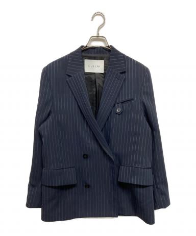 CULLNI クルニ/24AW ダブルブレストJKT ストライプ ネイビー 2 中古・古着通販】CULLNI (クルニ) Stripe Double Cloth Button Tab