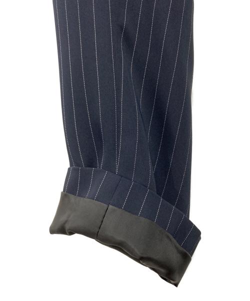 CULLNI（クルニ）CULLNI (クルニ) Stripe Double Cloth Button Tab Pocket Tailored Jacket（ストライプ ダブル クロス ボタン タブ ポケット テーラード ジャケット） ネイビー サイズ:１の古着・服飾アイテム