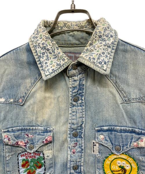 BLUE BLUE（ブルーブルー）BLUE BLUE (ブルーブルー) リメイクパッチデニムシャツ インディゴ サイズ:1の古着・服飾アイテム